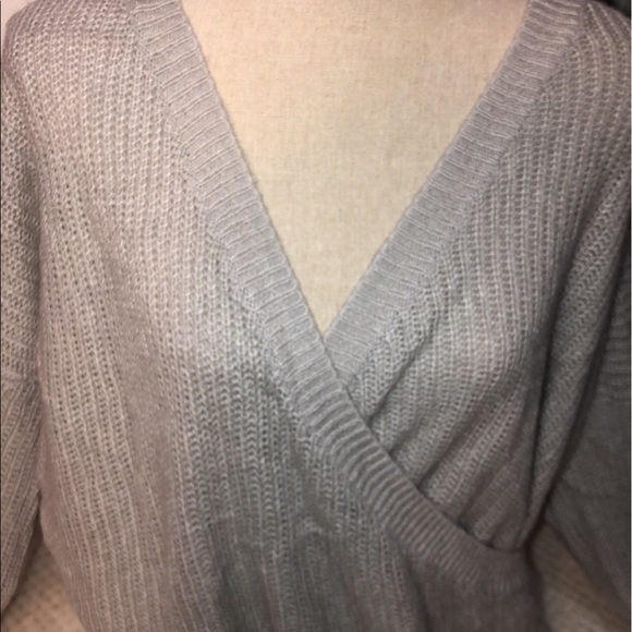 Grey Knit Sweater with Crossed Front - Picture 2 of 5